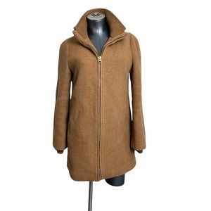 j crew italian wool peacoat parka coat jacket in camel lodge coat zip up